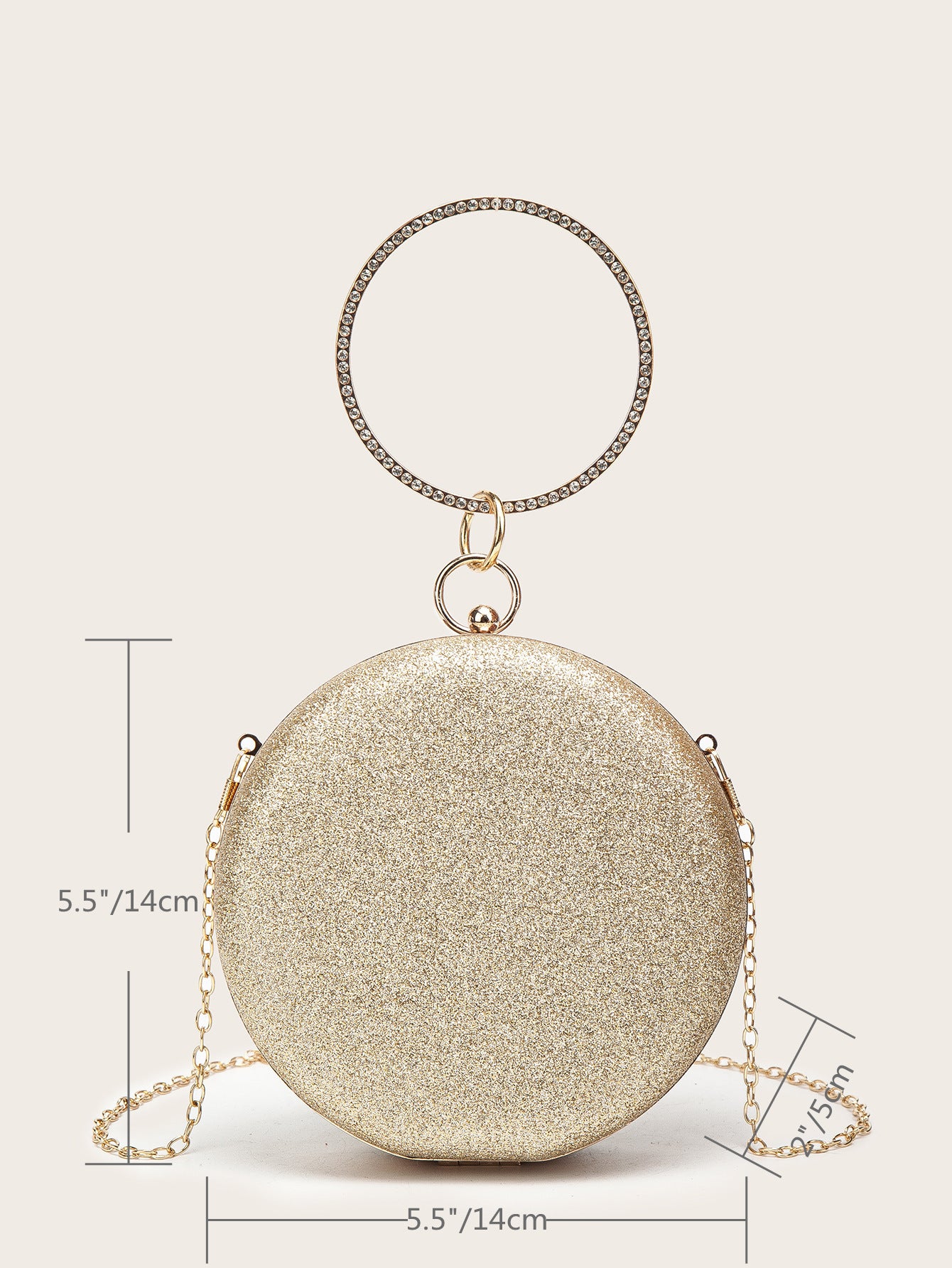 Diamondencrusted Handheld Round Box Bag