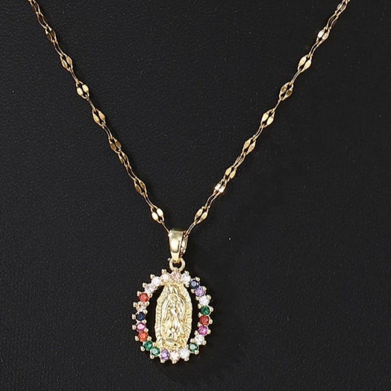 Personality Design Micro Inlaid Zircon Colorful Fashion Necklace