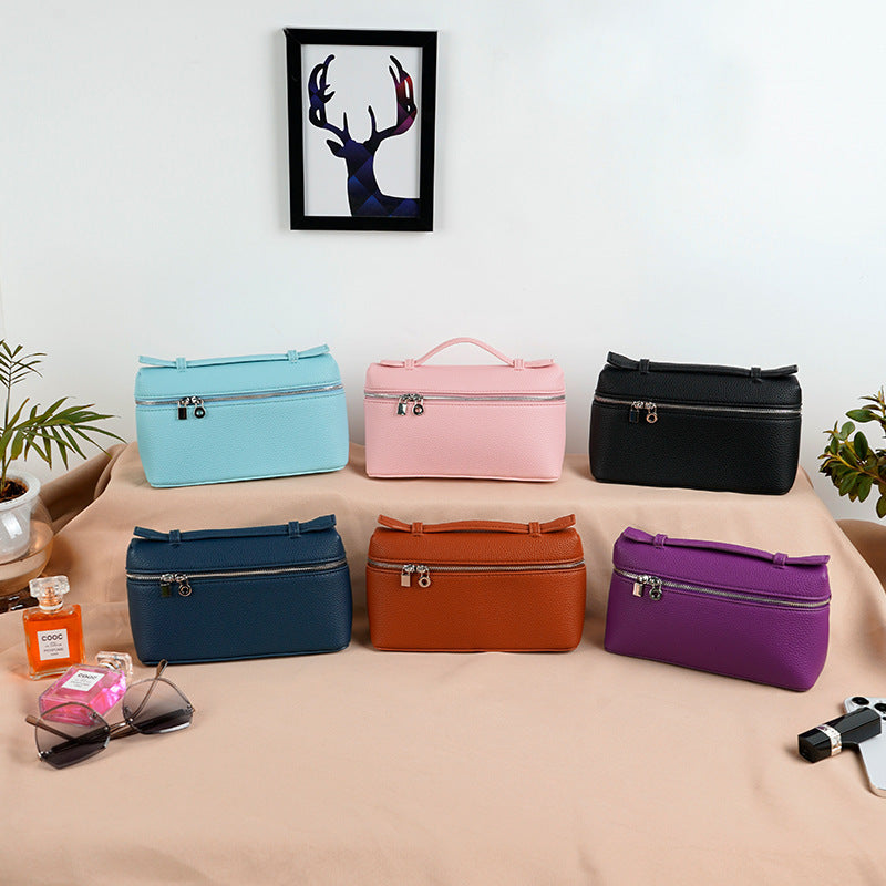 Mini Bag Lychee Pattern Handbag Ostrich Grain Small Square Bag Zipper Lunch Box Bag