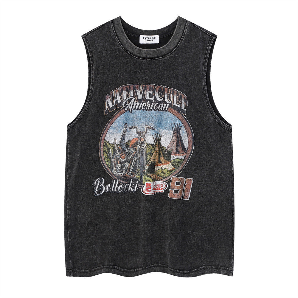 Distressed Cotton Sports Vest For Men