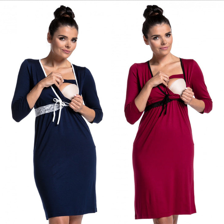 Trendy Baoma Lace Invisible Nursing High Waist Maternity Dress