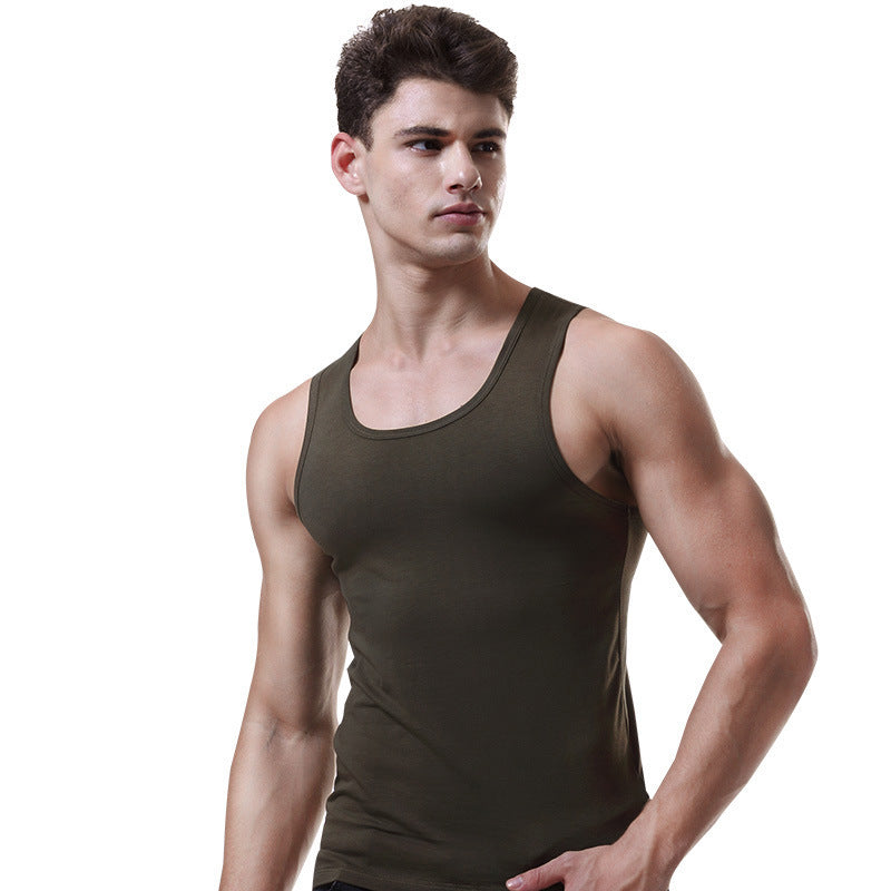 Men's Cotton Sports Vest Workout Sleeveless Bottoming Shirt