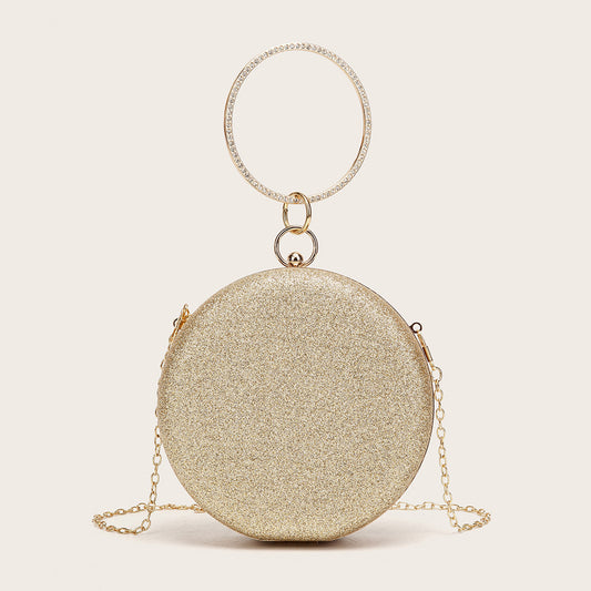 Diamondencrusted Handheld Round Box Bag