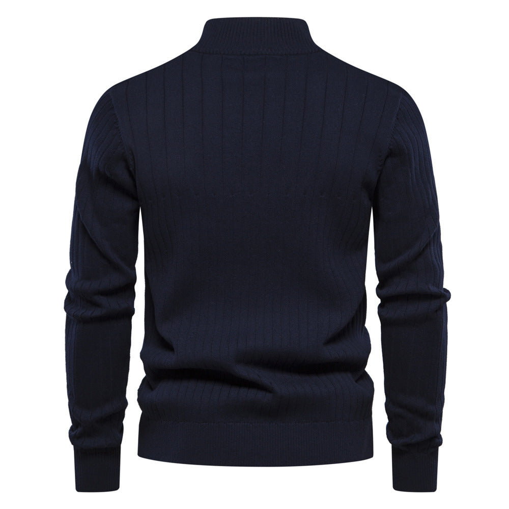 Pullover Sweater Men's Fashion Casual Stand Collar Long-sleeved Knitted Tops