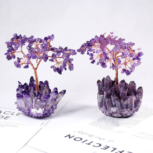 Natural Amethyst Flower Tree Amethyst Cluster Base Decoration