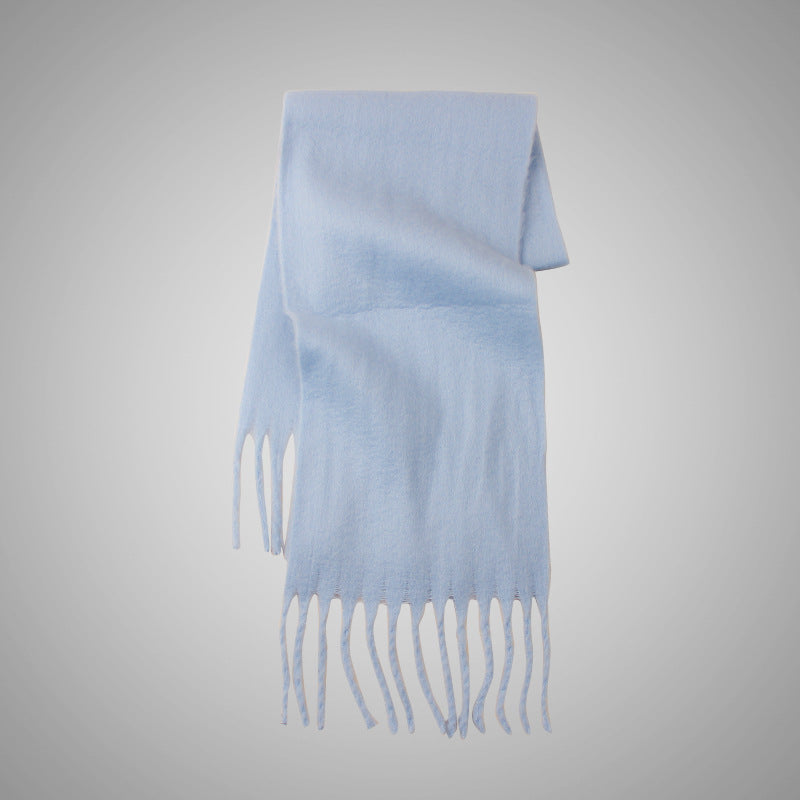 Mohair Idle Style Soft Fluffy Pure Color Warm Keeping Scarf