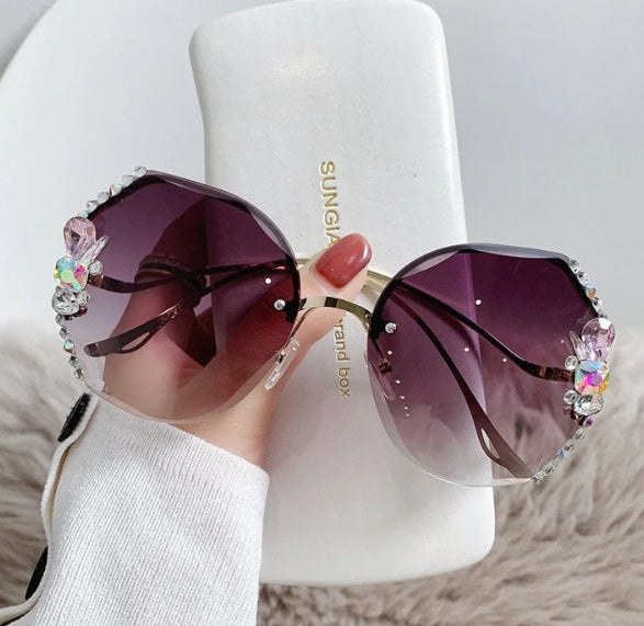 Gafas de sol creativas resistentes a los rayos UV con diamantes de imitación