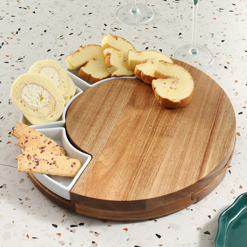 Cheese Board, set of 3 plate and 4 set of Knife 33 CM X 33CM, Wood Cheese Cutting Board, Serving Tray Platter, Charcuterie Board