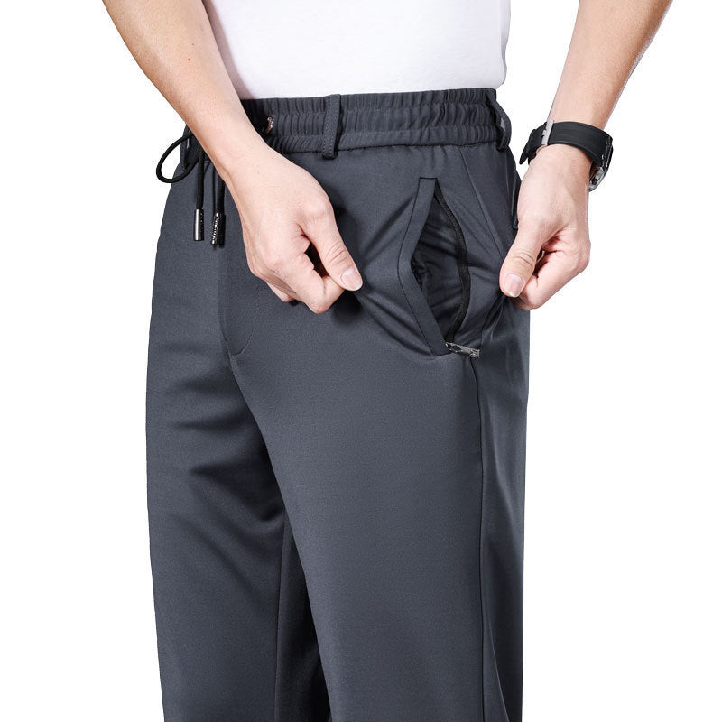 Elastic Waist Men's Loose Straight Stretch Business Casual Pants