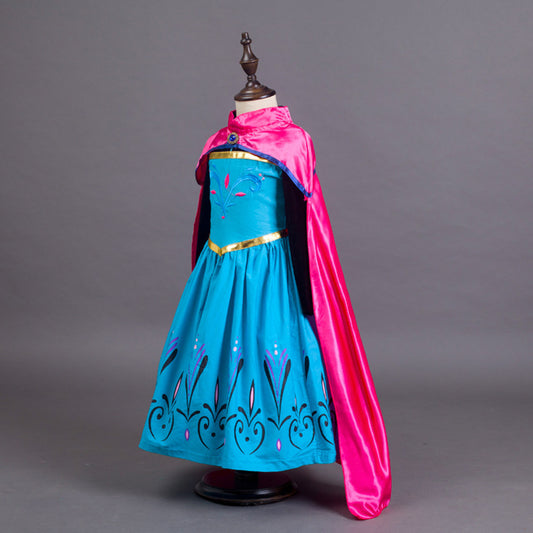 Vestido de manga larga para niña princesa Anna de Halloween Frozen