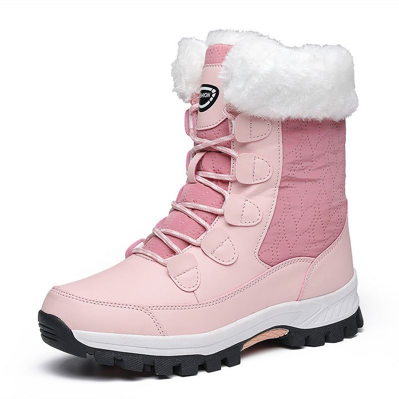 Botas de nieve impermeables para mujer hasta media pantorrilla con cremallera frontal