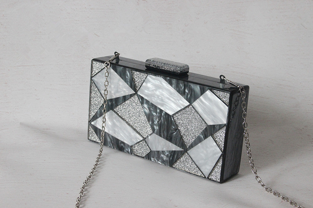 Fashion Black And White Contrast Acrylic Clutch