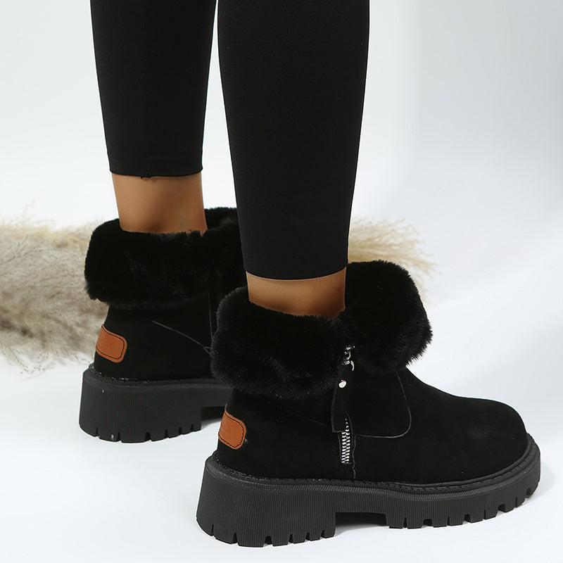 Botas de nieve de felpa gruesa para mujer, zapatos de invierno antideslizantes de gamuza sintética