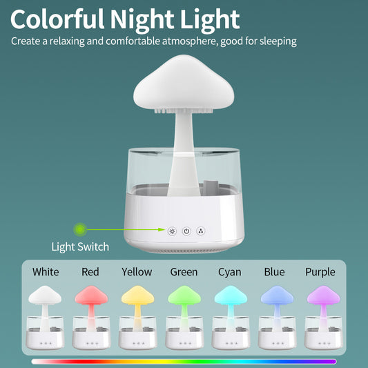 Rain Cloud Humidifier Rain Drip Aromatherapy Essential Oil Air Diffuser 450ml 7 Colors Mushroom Humidifier