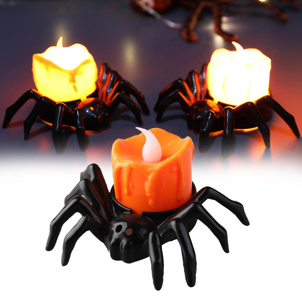 Adornos creativos de candelabros con forma de araña para crear ambiente festivo de Halloween