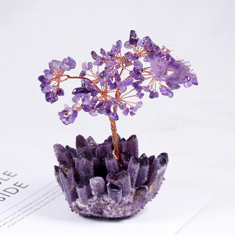 Natural Amethyst Flower Tree Amethyst Cluster Base Decoration