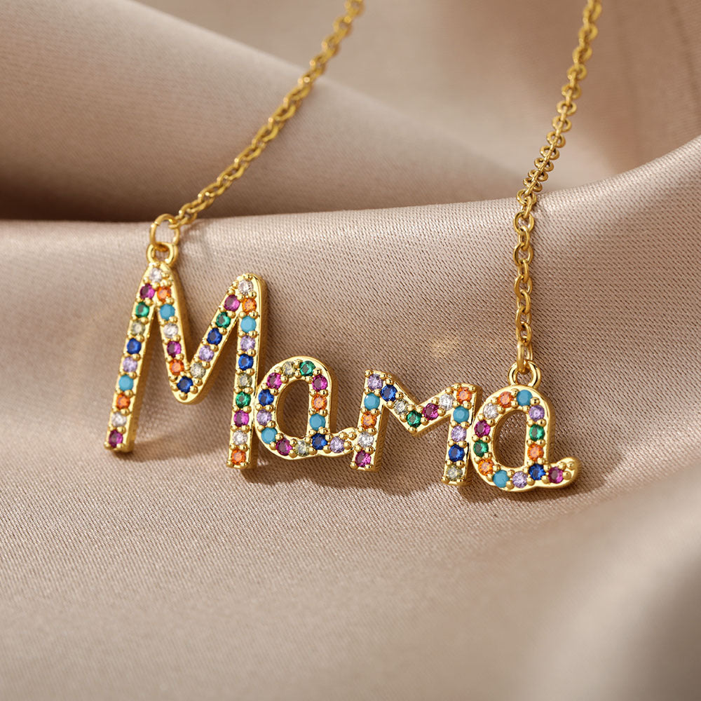 Mom Square Pendant Necklace