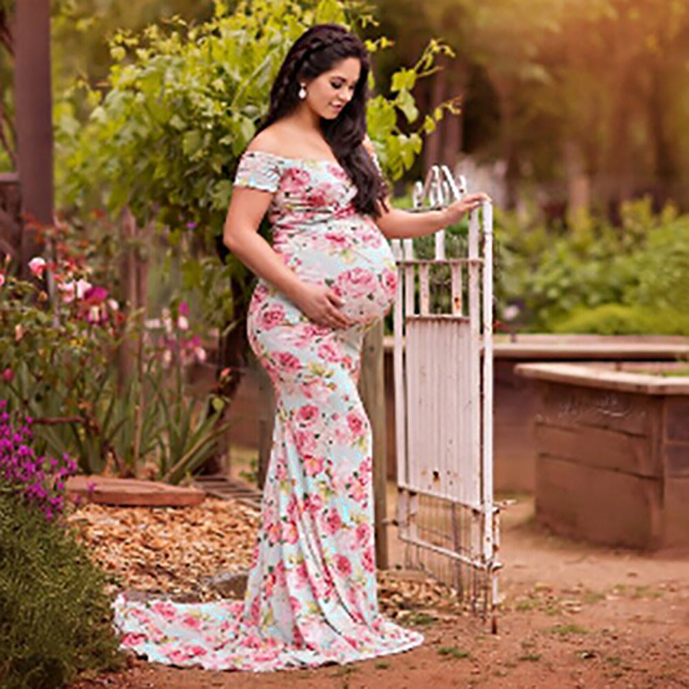 Vestido de maternidad de manga corta con escote en V cruzado