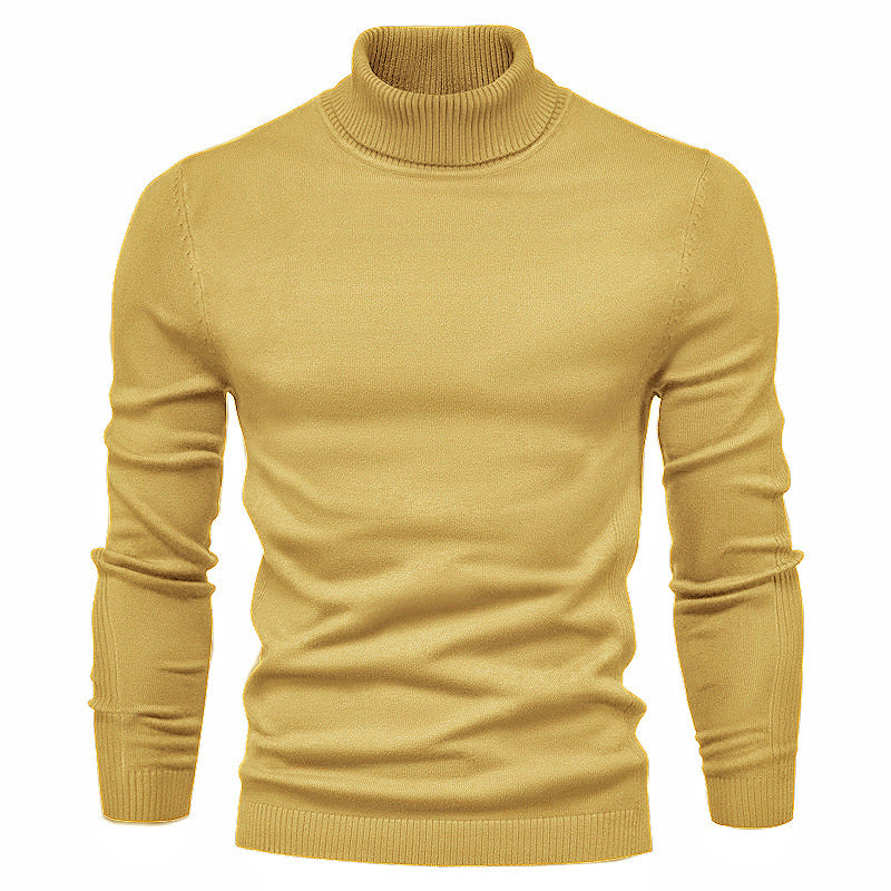 Men's Solid Color Slim Pullover Turtleneck Sweater Winter Casual
