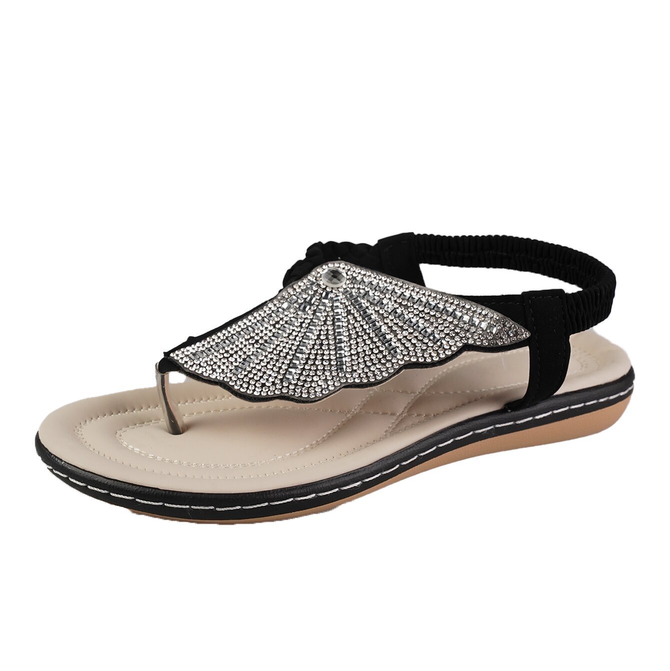 Rhinestone Shell Flip-Flops Sandals