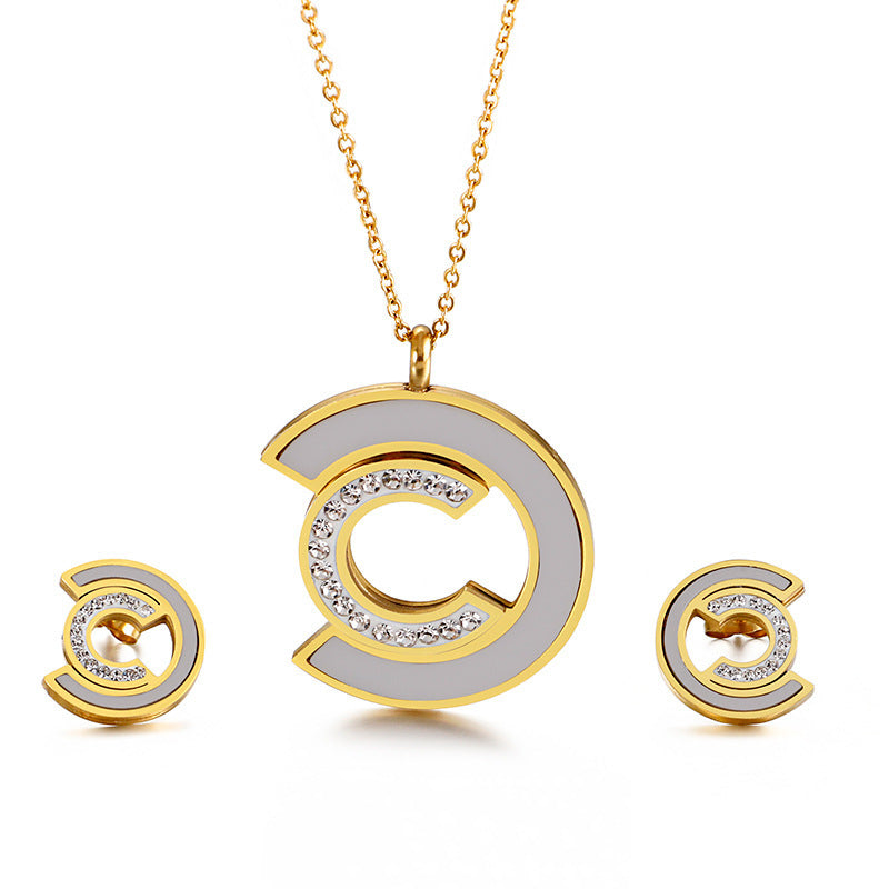 Fashion Exaggerated Titanium Steel Shell Letter C Necklace