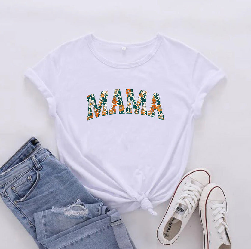 MAMA Camiseta informal con estampado de letras del día de la madre