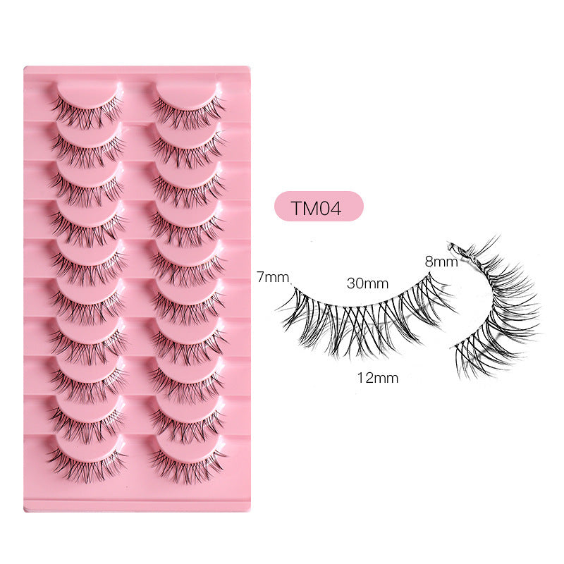 Sharpen Eyelashes Fish Line Transparent Stem 10 Pairs Natural Cross