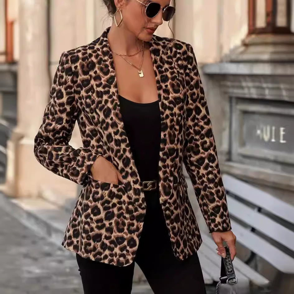 Leopard Print Suit Coat Top Ins