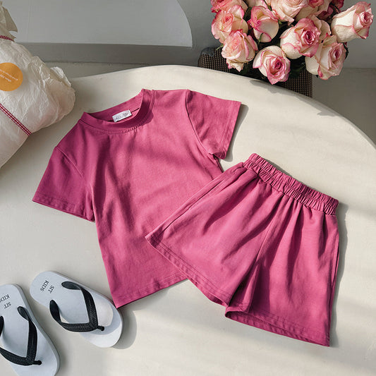 Candy Color Children's Clothing Cotton Leisure Sports Suit