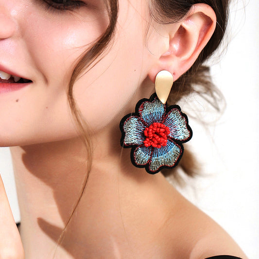 Handmade Embroidery Bead Earrings Fashion Lady