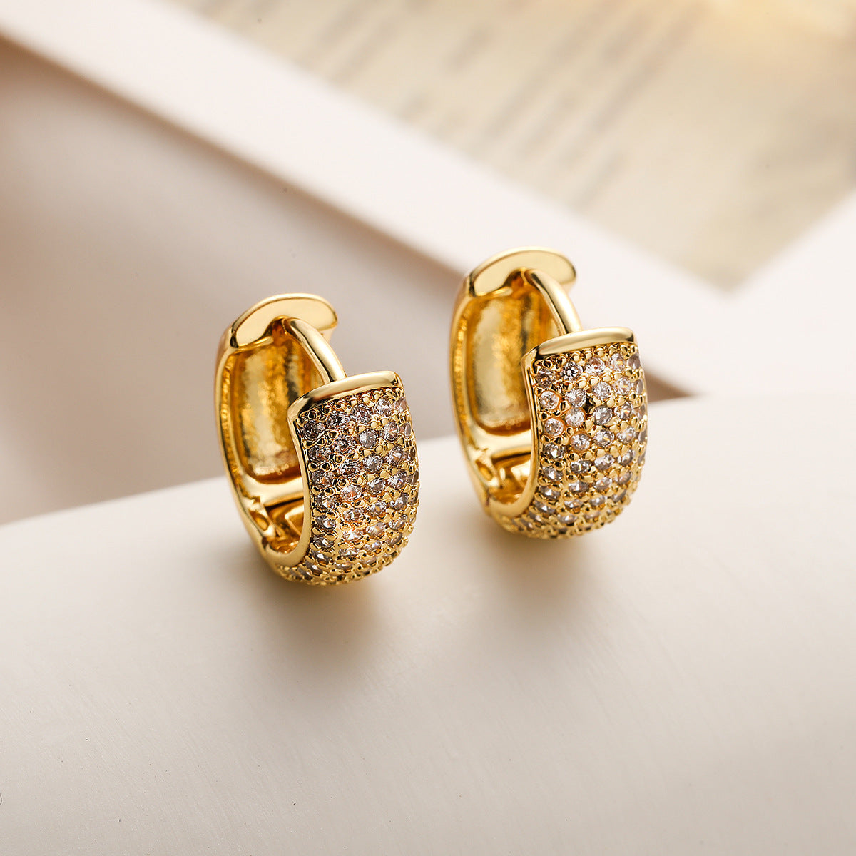 Copper Plated Real Gold Zircon Earring