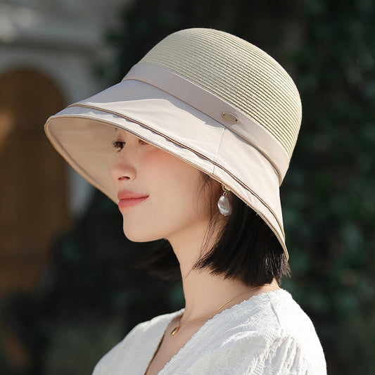 Bucket Hat Women's Stitching Sun Hat Sun-proof And Breathable Bucket Hat Fashion Leisure Artistic Simple