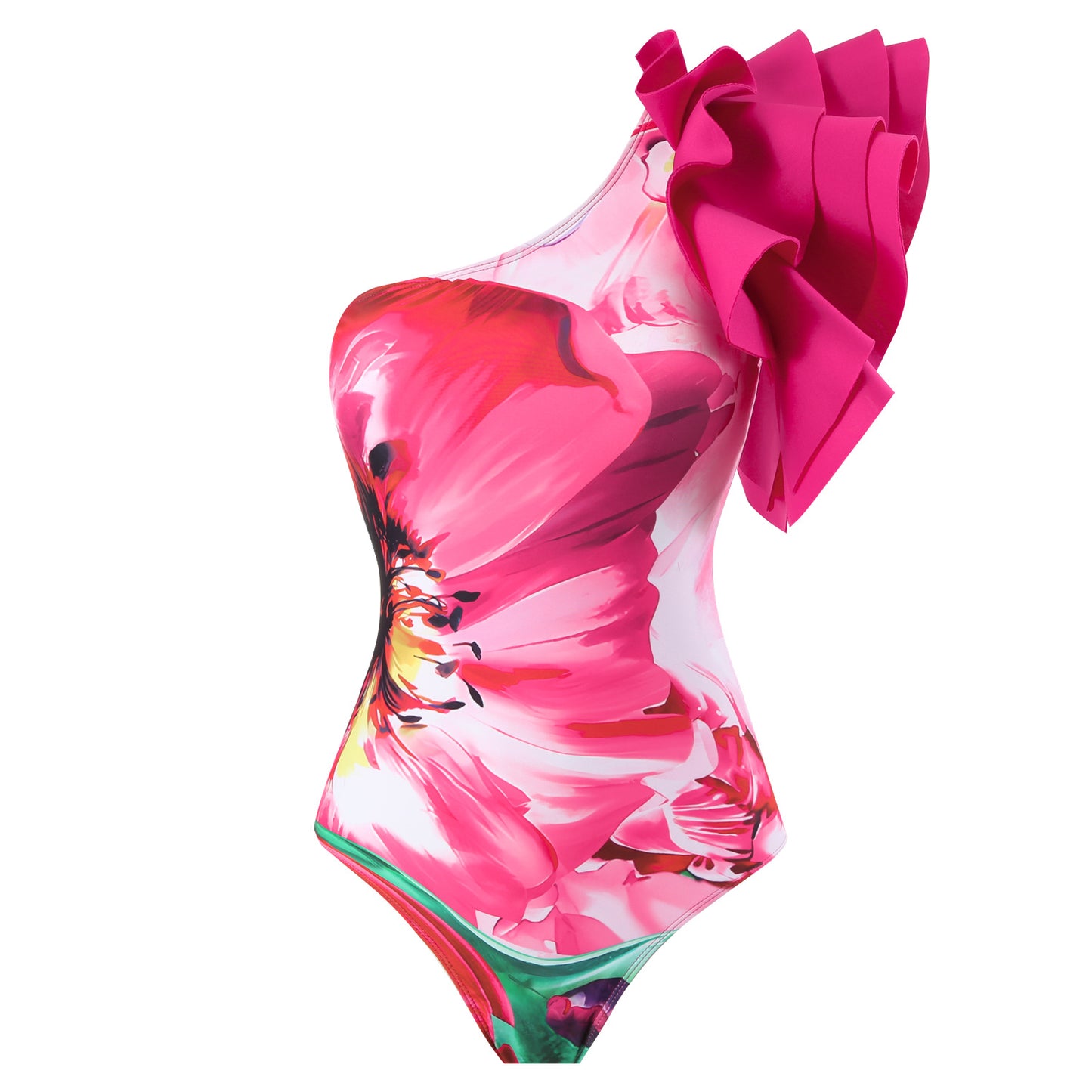 Fashion Design One-piece Swimsuit Flower Printing