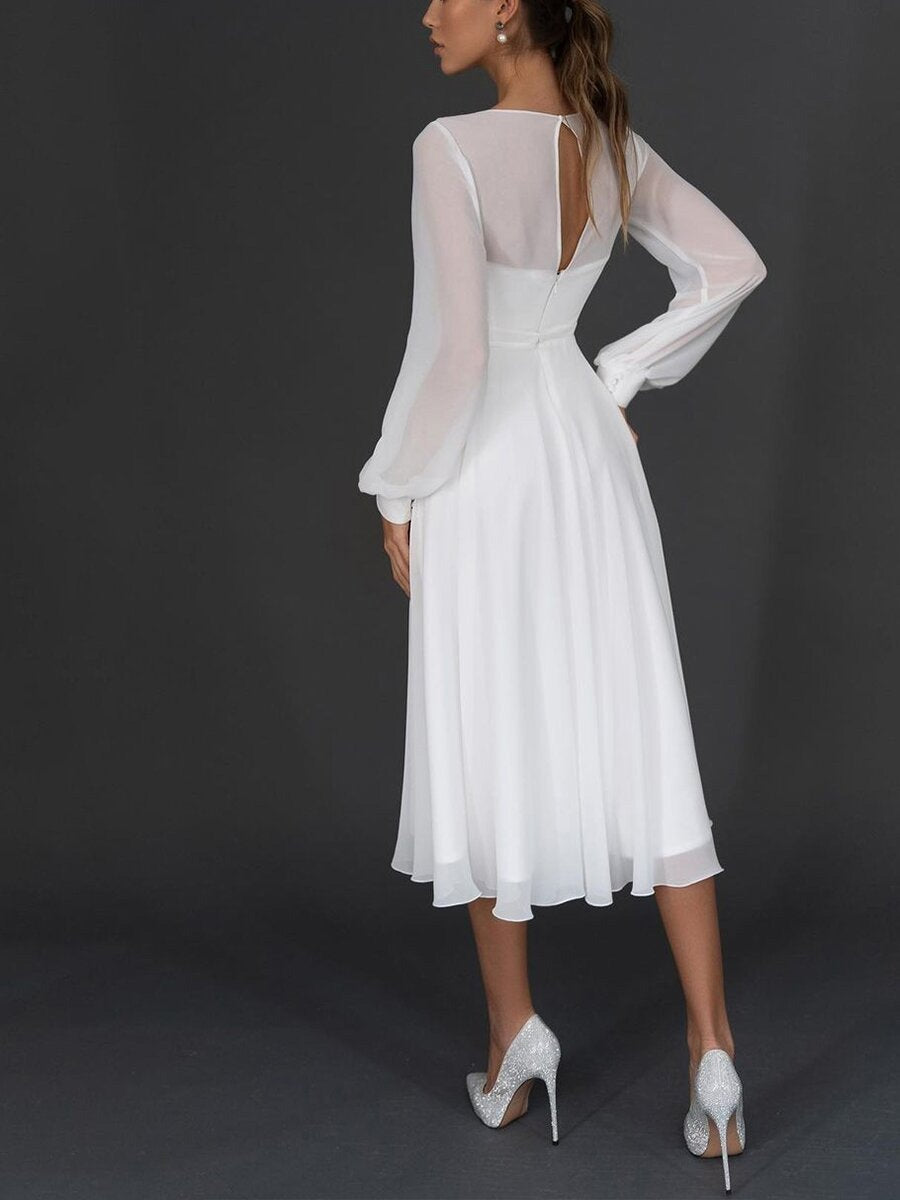 Long Sleeves Chiffon Mesh Swing Dress