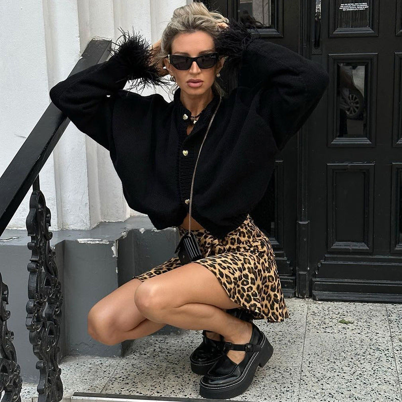 Fashion Vintage Leopard Print Short Skirt