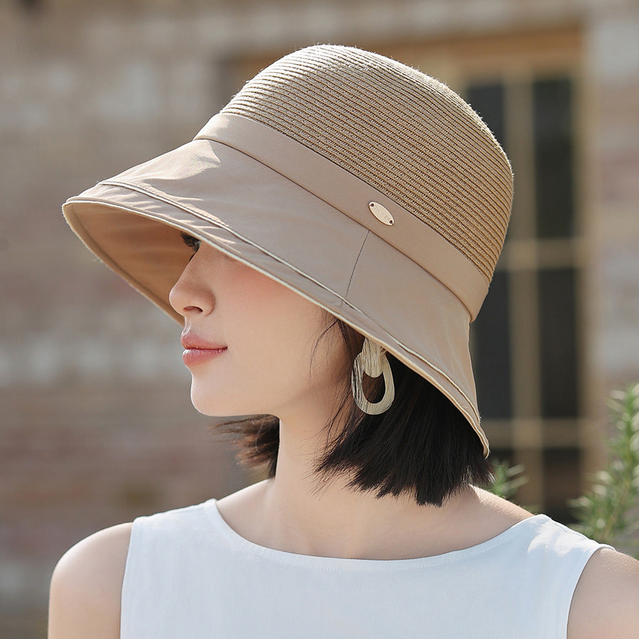 Bucket Hat Women's Stitching Sun Hat Sun-proof And Breathable Bucket Hat Fashion Leisure Artistic Simple