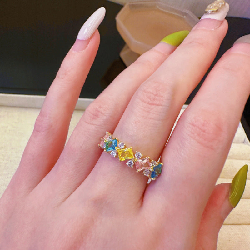 Rainbow Color Shiny Diamond Ring