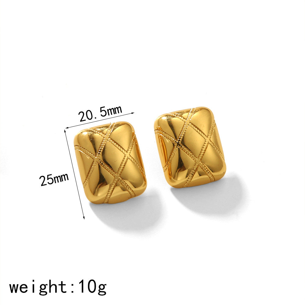 Exaggerated Design Titanium Steel Ear Studs Rhombus Lady