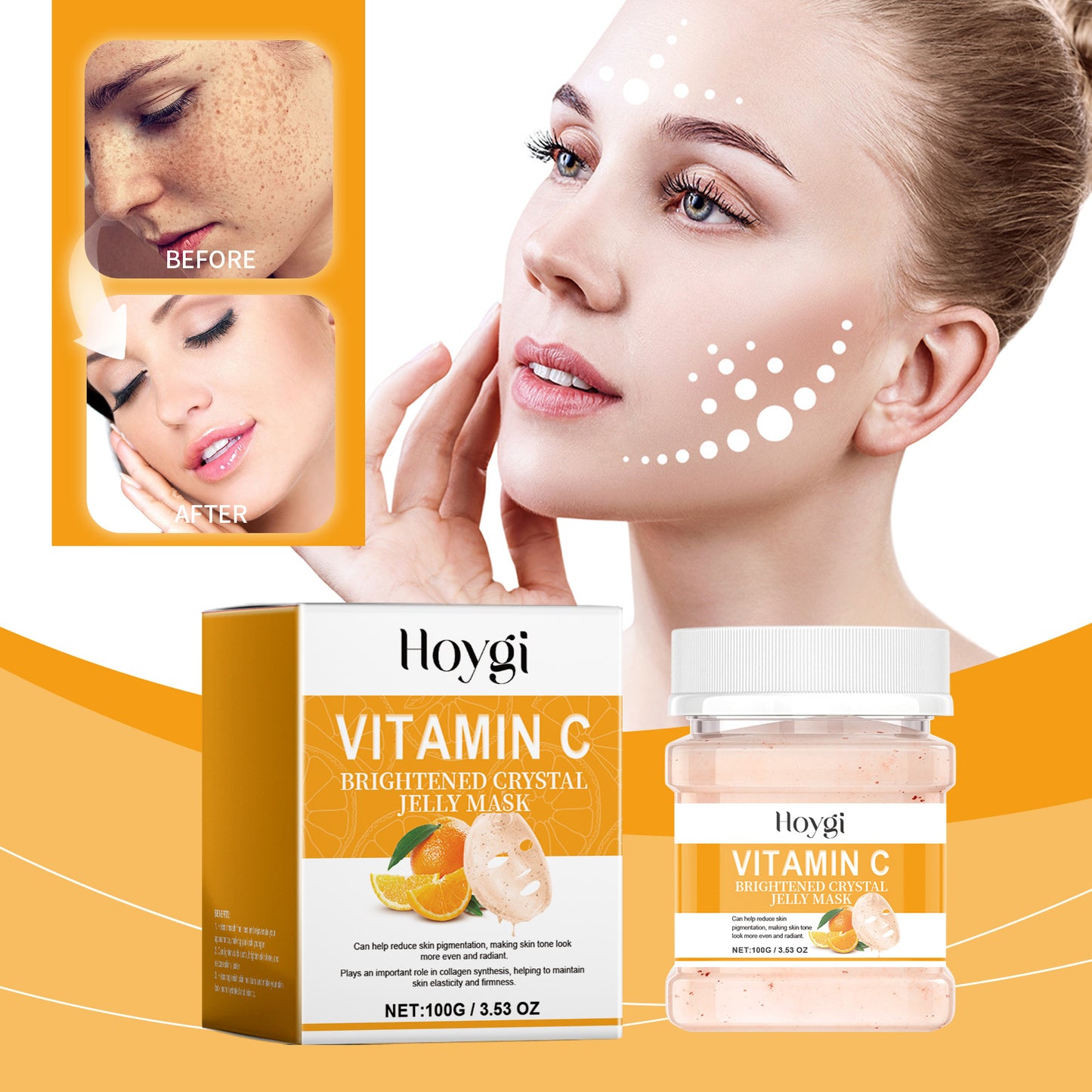 Mascarilla Hidratante Vitamina C Polvo Reparador Agua Claro Claro - Hoygi