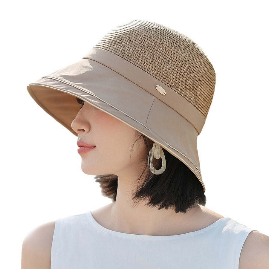 Bucket Hat Women's Stitching Sun Hat Sun-proof And Breathable Bucket Hat Fashion Leisure Artistic Simple