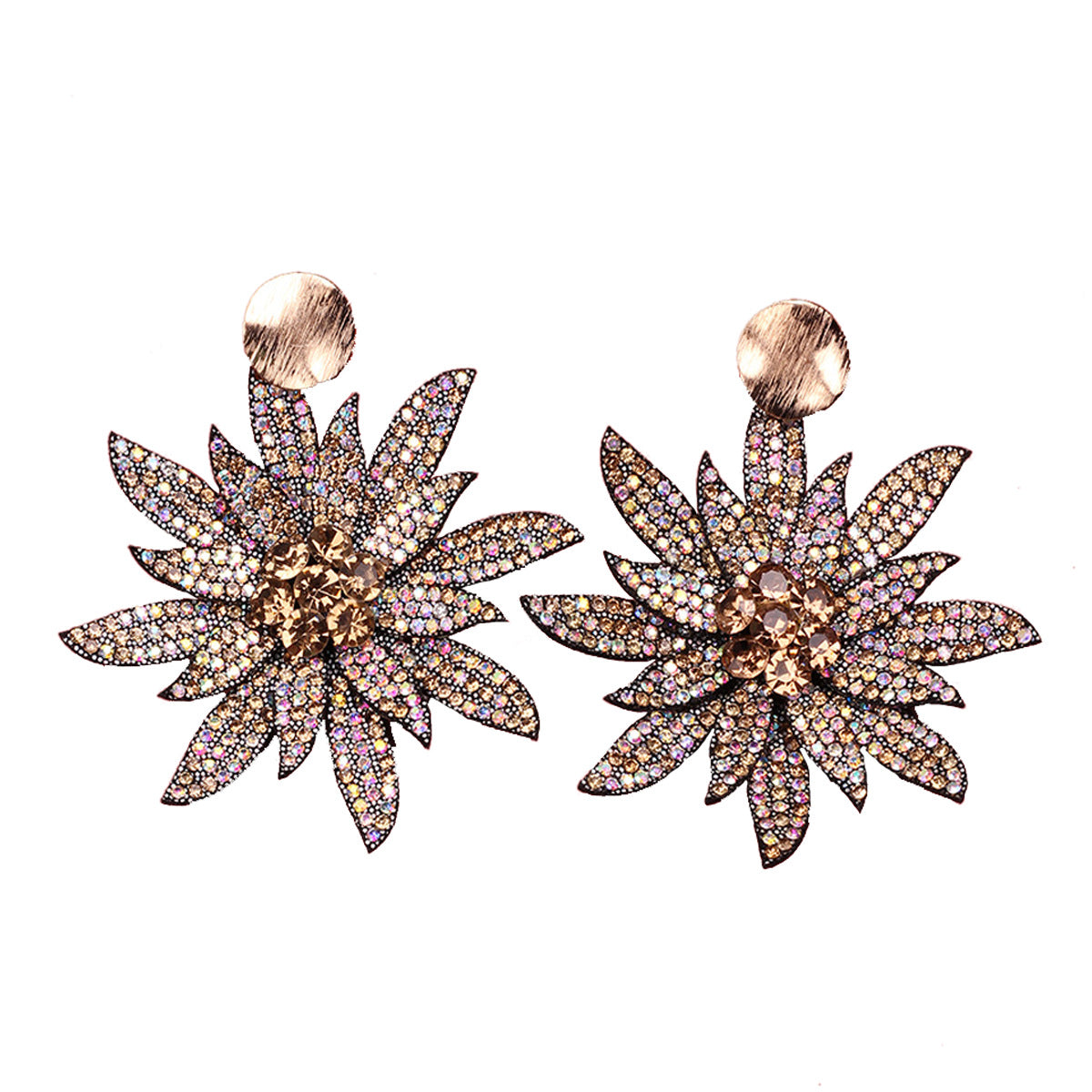 Vintage Fashion Full Rhinestone-encrusted Flower Earrings