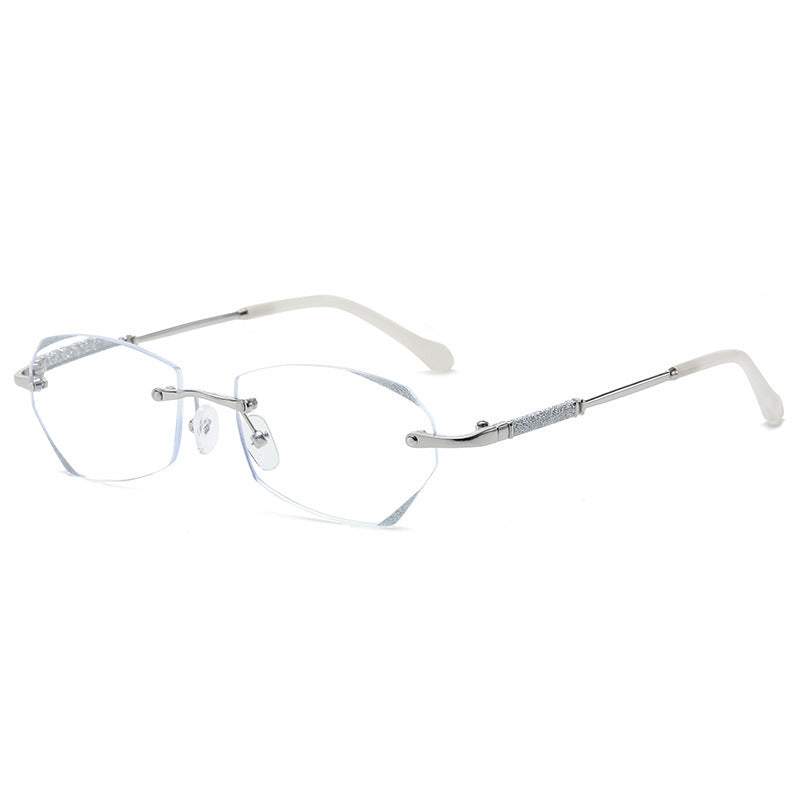 Trimming Stick-on Crystals Design Frameless Anti-Blu-ray Myopia Glasses