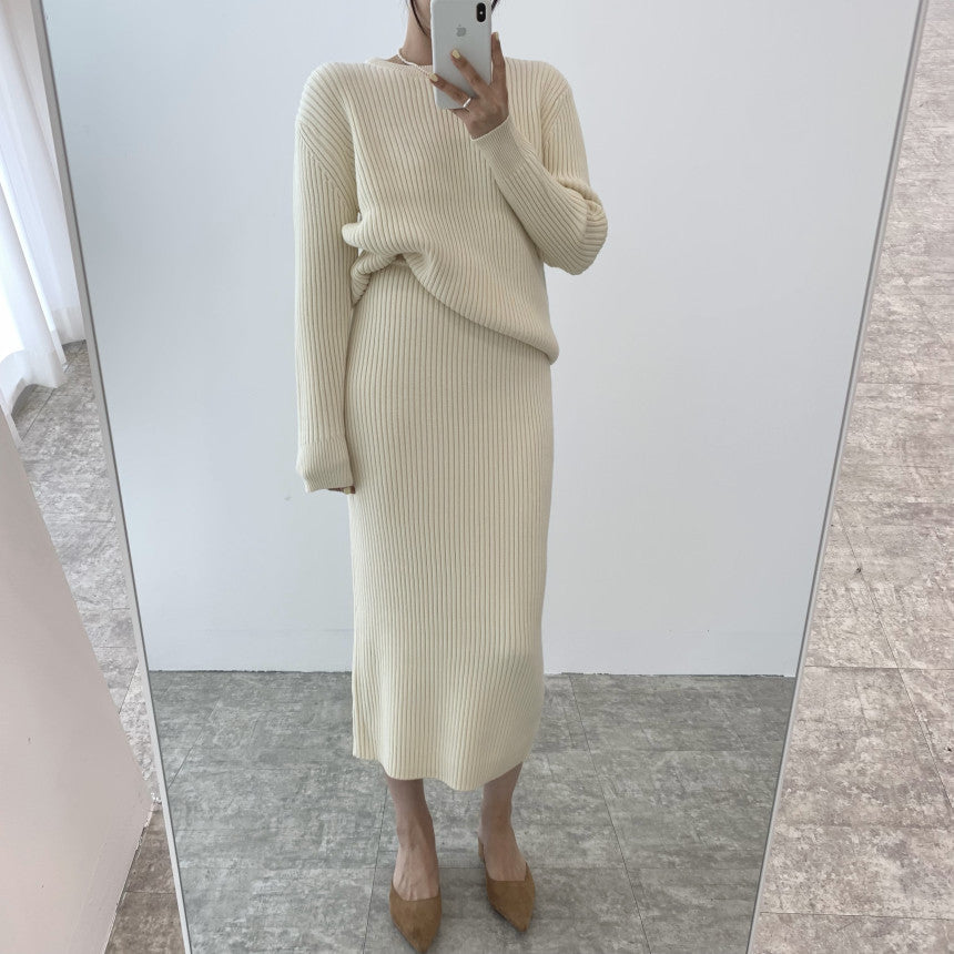 Temperament Leisure Suit Women's Winter Sweaters Sheath Dress Two-piece Set