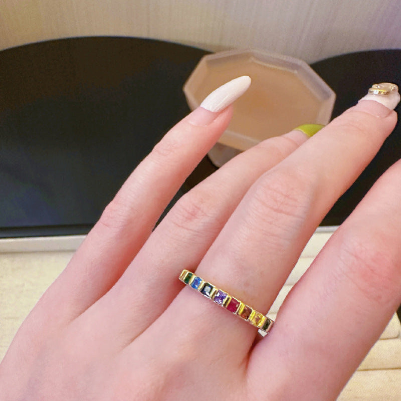 Rainbow Color Shiny Diamond Ring