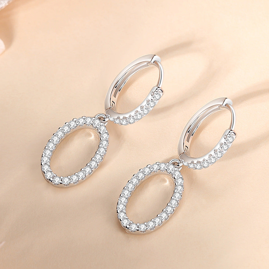 Sterling Silver 925 Light Luxury Ring Ear Clip Women