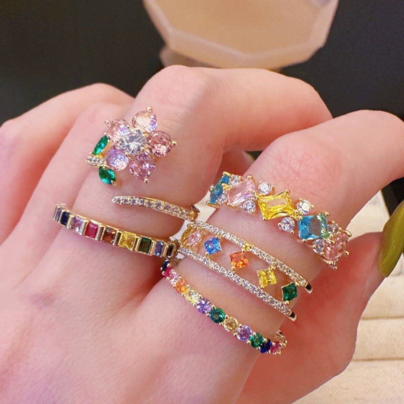 Rainbow Color Shiny Diamond Ring