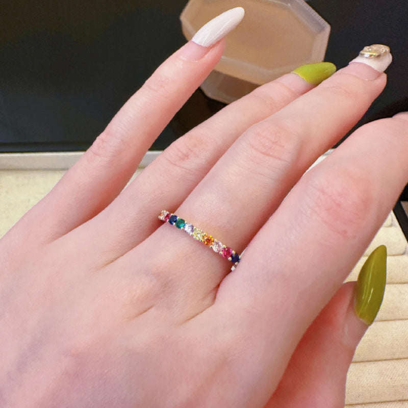 Rainbow Color Shiny Diamond Ring