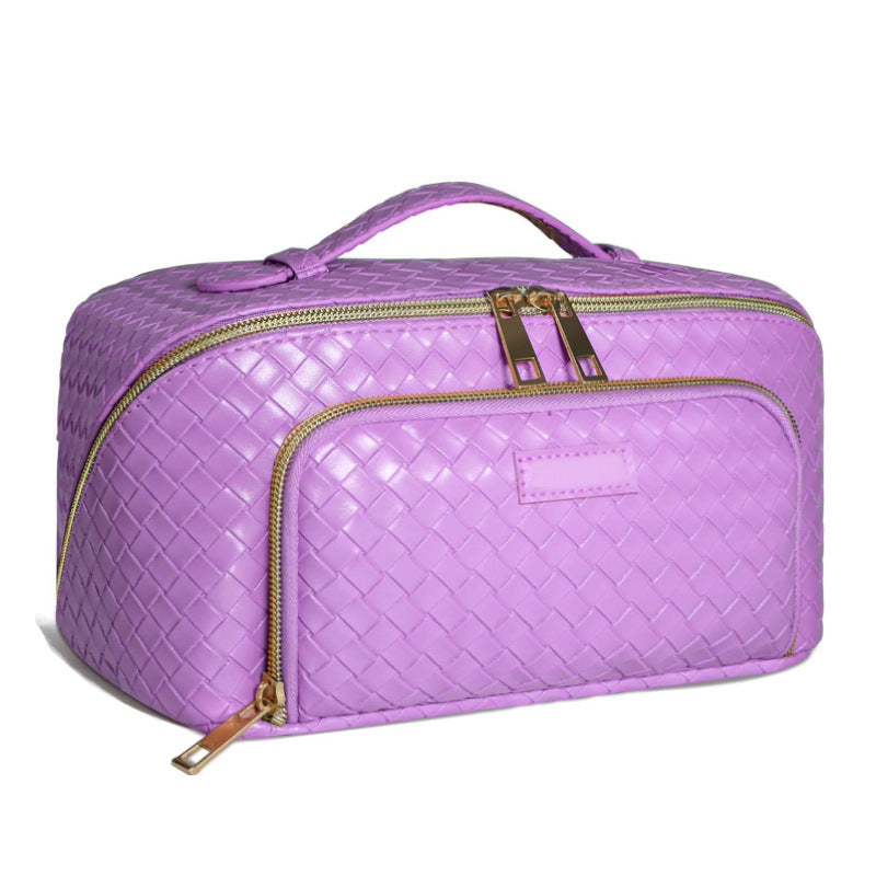 Woven PU Cosmetic Portable Portable Toiletry Bag