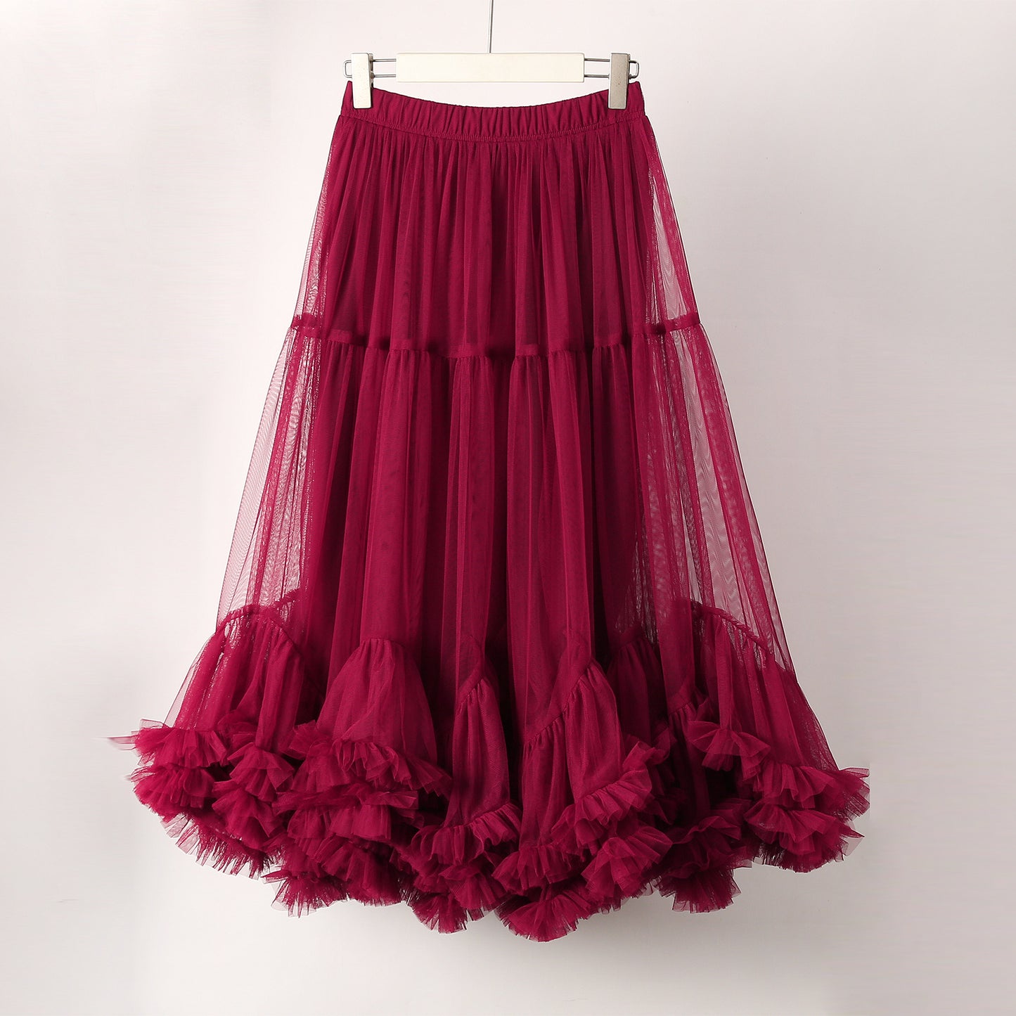 Mesh Oversized Puffy Swing Elastic Waist Skirt