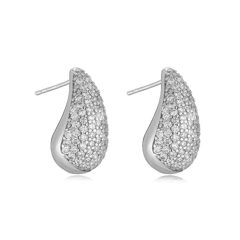 Love Star Full Zirconium Water Drop-shaped Earrings